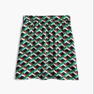 J. Crew Ratti Graphic Diamond Print Silk Mini Skirt size 0 XS
